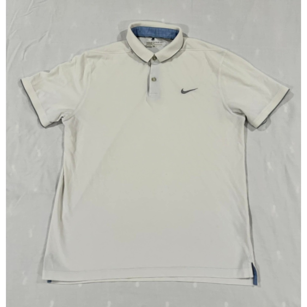 Nike Golf Dri-FIT Polo Shirt Mens Medium Off White Standard Fit Short Sleeve